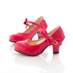 Girls' Shiny Red Elsa High-Heeled Dance Shoes