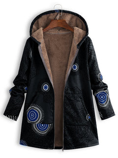 Hooded Plush Jacket with Print and Cozy Design