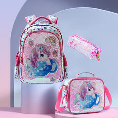 New Cute Cartoon Sequin 16-Inch Backpack Set for Kids