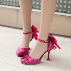 Kids' Pearl Party High Heel Shoes with Bowknot