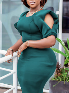 Elegant Women’s Bodycon Party Dress with Cut-Out Sleeves