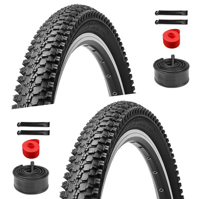 2-Pack 24/26 inch Mountain Bike Tires - Bicycle Tires 24/26x1.95 Folding Replacement Tire for Mountain Bike Puncture-Resistant 24