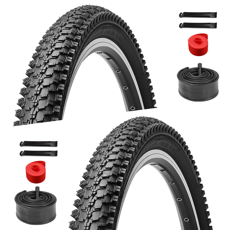 2-Pack 24/26 inch Mountain Bike Tires - Bicycle Tires 24/26x1.95 Folding Replacement Tire for Mountain Bike Puncture-Resistant 24