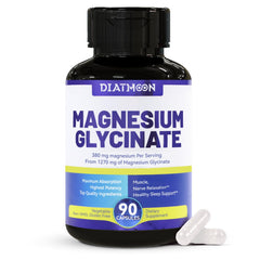 Magnesium Glycinate Capsules 380mg Magnesium Supplement for Muscle Heart Nerve Support 45 Sevings High Absorption Non-GMO & Gluten Free - 90 Counts