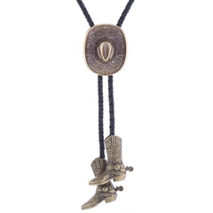 HUABOLA CALYN Western 3D Cowboy Hat Bolo tie Vintage Cowboy Knight Boots Bolo ties for Men (2# Bronze)
