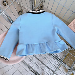 Cute Girls' Winter Fleece Sweater Set with Ruffles