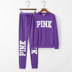 Slim Fit Letter Print Sports Two-Piece Set for Women