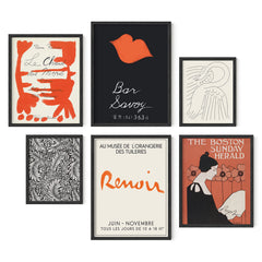 HAUS AND HUES Vintage Posters - Set of 6 Pictures Red and Black Vintage Posters for Room Aesthetic French Posters Artist Posters Red Black White Painting Matisse Prints Gallery Wall (Unframed)