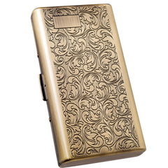Goshentech Vintage Cigarette case14 CapacityMetal Plated Metallic Glossy BlackDouble-SidedBank Card case Cash Box(100mm King Size) (Bronze)