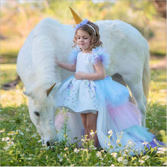 2020 Unicorn Dress for Girls with Removable Cape