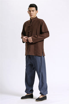 Linen Tang Suit Cardigan for Men