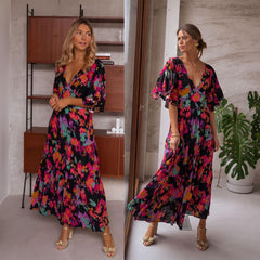 Women's V-neck Backless Swing Dress