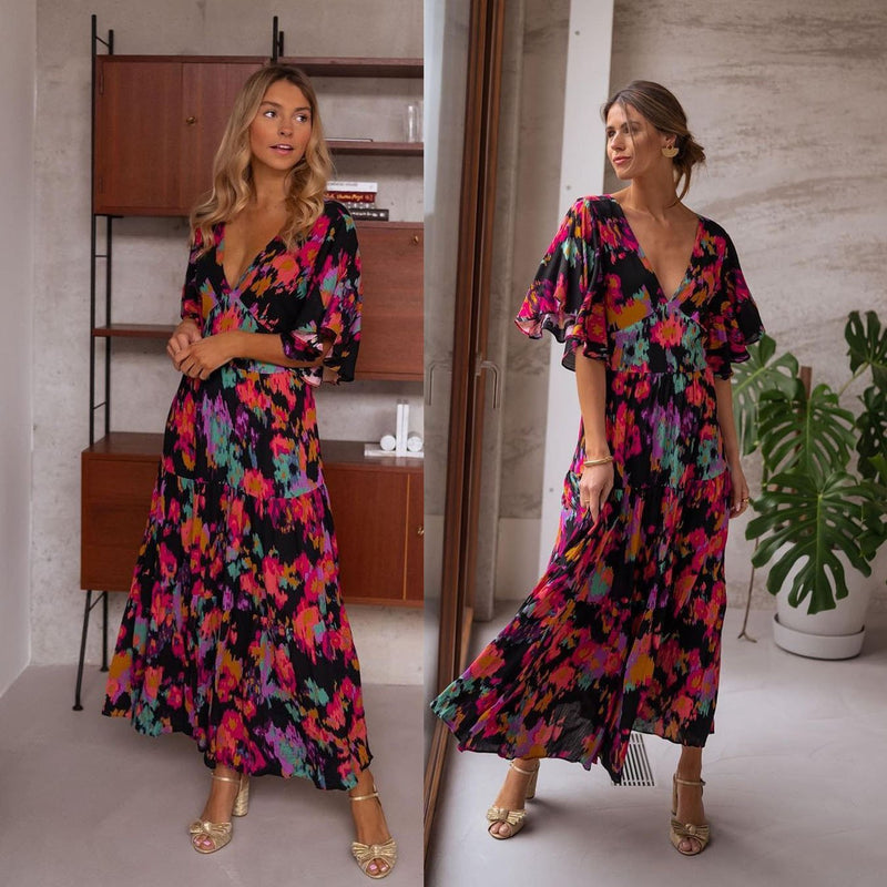 Women's V-neck Backless Swing Dress