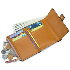 Luxury Women's Leather Tri-Fold Compact Purse