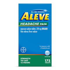 Aleve Headache Pain Reliever & Fever Reducer Tablets Naproxen Sodium for Headache Pain Relief Pain Medicine for Adults Headache Pain Relief Pills 175 Count