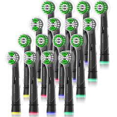 Wetqaip Replacement Heads Compatible with Oral b Braun Electric Toothbrush Toothbrush Heads for Pro 1000 500 1500 Health Genius X 8 Sensitive+8 Precision+16 Cover Caps-Black