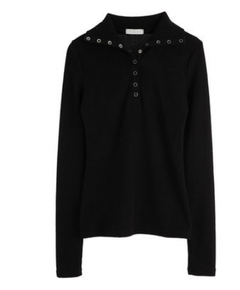 High Neck Stretch Long Sleeve Knit Top