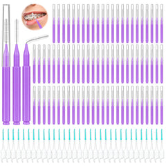 Lezmarket 300PCS Interdental Brushes for Braces Soft and Bendable Dental Brush for Orthodontic Braces Braces Cleaner Brush Tooth Pick Teeth Flossers Brushes for Teeth (Purple)