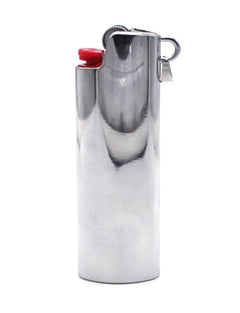 HUMWE Metal J6 Lighter Case Cover Reusable for Bic Regular lighters Sleeve Holder with Ring Necklace Accessories (Silver)