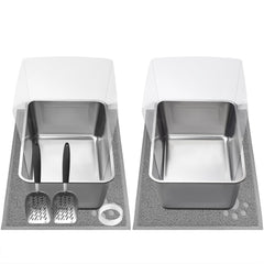 2 PCS Stainless Steel Cat Litter Box Extra Large Metal Litter Box with Plastic Shields Kitty Basic Litter Pan 23.6*15.8 with Metal Litter Scoopers Litter Mat