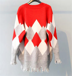Autumn Cat Sequin Knit Sweater - Loose Fit, Casual