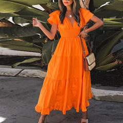 Women's Short Sleeve Midi Dress in Fashion Style