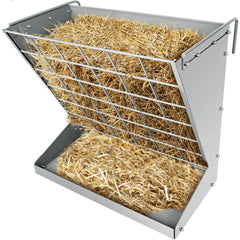 YXJSTO Wall Mount Hay Rack Heavy-Duty Galvanized Metal 2 in 1 Hay and Grain Feeder Livestock Feeder with Adjustable Distance Hay Feeder for Goats Sheep Horse