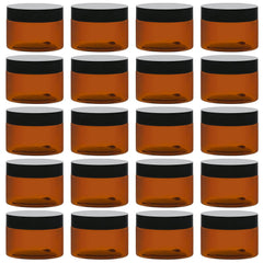 TUZAZO 4 Oz Amber Plastic Cosmetic Jars Leak Proof Small Container with lids for Cream Lotion Powder Ointments Beauty Products 24 Pcs