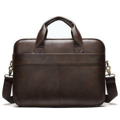 Genuine Leather Men's Briefcase for Laptop and Business