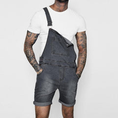 Pink Denim Overall Shorts for Men - Plus Size Summer Wear
