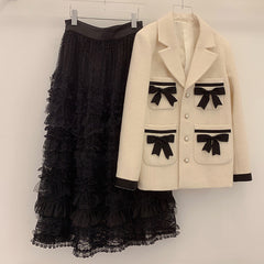 Chic Bow Knot Wool Coat for Winter - Youthful Design