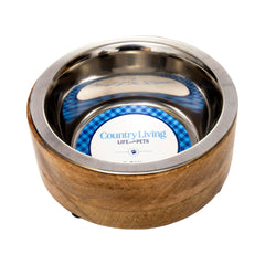 Country Living Stainless Steel Dog Bowl with Cylindrical Mango Wood Holder Durable & Stylish Dish Available in 3 Sizes Sustainable Dog Feeding Solution (1 Pint)