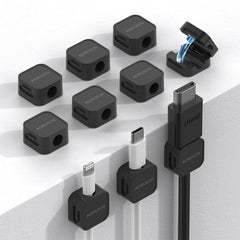 AORUICN 10 Pack Cord Organizer Magnetic Cable Management Clips Compact Desk Cable Holder Clips Nightstand Phone Charging Cord Holder Adhesive Wire Organizer for HomeOfficeCarKitchen