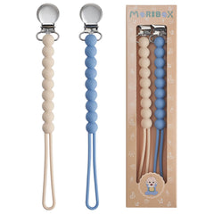 Pacifier Clip for Boys Girls - MORIBOX Paci Clip Soothie Baby Binky Holder for Shower Gift Birthday 2 Pack