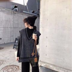 Autumn Winter College Style V-Neck Sweater Vest