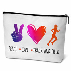ONDTOM Peace Love Track and Field Makeup Bag Track and Field Gifts for Runners Female Women Teen Girl Accessories-B39