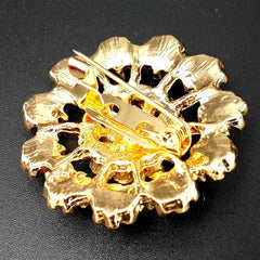 24pc Vintage Brooch Lot Mixed Alloy Rhinestone Crystal Pins Wedding Bouquet DIY