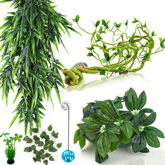 HERCOCCI Reptile Plants Terrarium Hanging Plant Climbing Vines Reptile Hide Leopard Gecko Tank Accessories Terrarium Decorations for Bearded Dragon Lizard Snake Geckos Chameleon