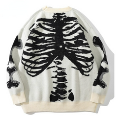 Skeleton Patch Embroidery Hooded Sweatshirt