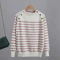 Women's Chic Striped Spandex Autumn Casual Sweater