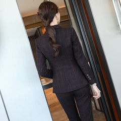 Plaid Formal Suit for Women's Office Attire
