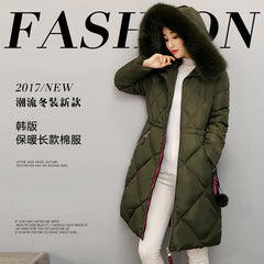 Women's Long Down Cotton Jacket with Large Collar