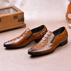 Crocodile Pattern Men's Dress Shoes - Casual Business Style