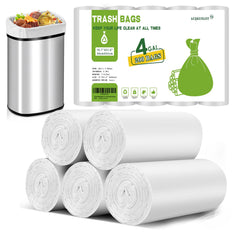 4 Gallon Biodegradable-Trash-Bag Small-Garbage-Bags For Bathroom - White Compostable 200 Count Unscented Kitchen Can Liners Office Waste Basket 15L Tiny Recyclable Acqkunlo