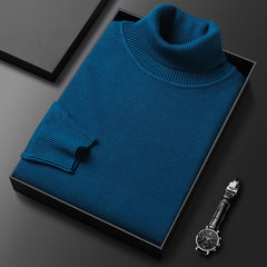 Slim-Fit Solid Color Turtleneck Pullover Sweater