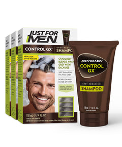 Just For Men Control GX Grey Reducing Shampoo Gradual Hair Color for Stronger and Healthier Hair 4 Fl Oz - Pack of 3 (Packaging May Vary)