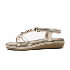 Bohemian Flat Sandals with Rhinestone Accents