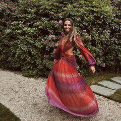 European American Autumn Long-sleeved Gradient Dress