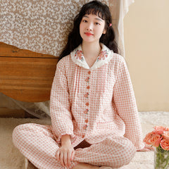 Women's Soft Cotton Pajama Set for Autumn and Winter