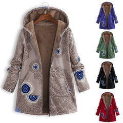 Hooded Plush Jacket with Print and Cozy Design